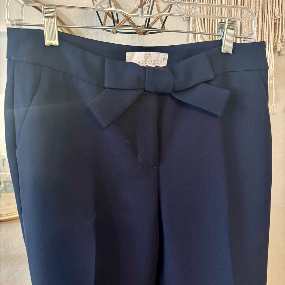 Talbots RSVP Bow-Front Ankle Pants in Navy Women’s Size 4P - Picture 4 of 7